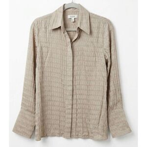 Cos womens medium silk blouse tan longsleeve button down